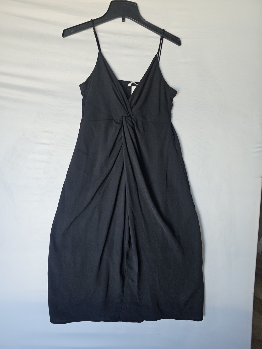 H&M Black Spaghetti Strap Knot-Front Midi Dress NWT Size M